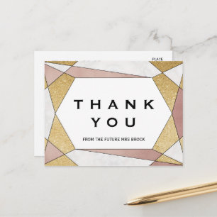 Glam Geometric Diamond Thank You Postcard