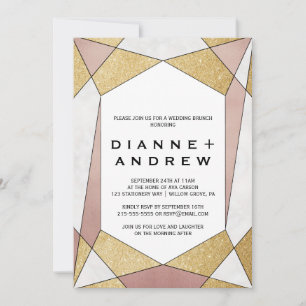 Glam Geometric Diamond Wedding Brunch Invitation