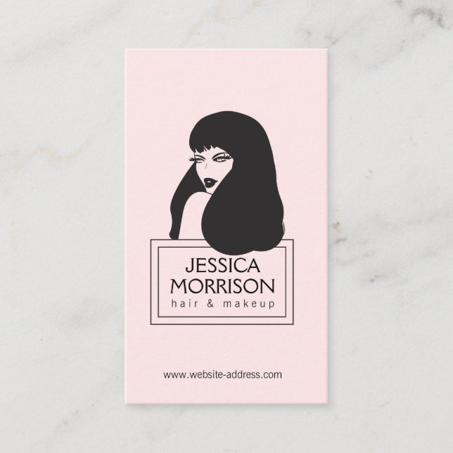 Glam Girl Lt Pink Hair Salon Beauty Business Card (Front)