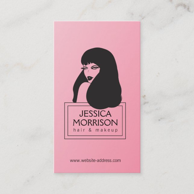 Glam Girl Pink Hair Salon Beauty Business Card (Front)