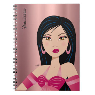 Glam Girl Sassy Attitude Asian Girl Personalised Notebook