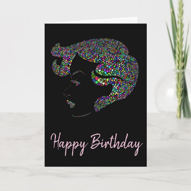 Glam girl with hearts card (Front)