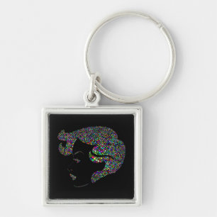 Glam girl with hearts key ring