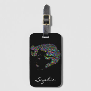 Glam girl with hearts luggage tag