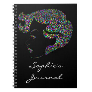 Glam girl with hearts notebook