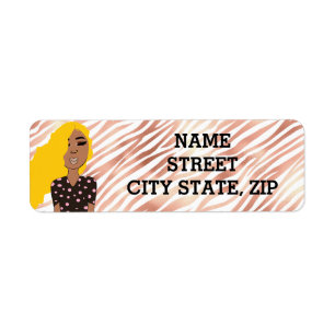 Glam Girls Rose Gold Wavy Lined Return Address