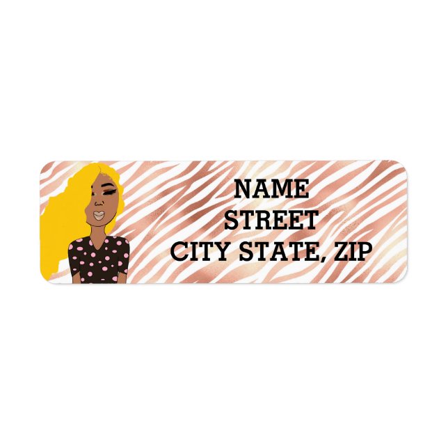 Glam Girls Rose Gold Wavy Lined Return Address (Front)