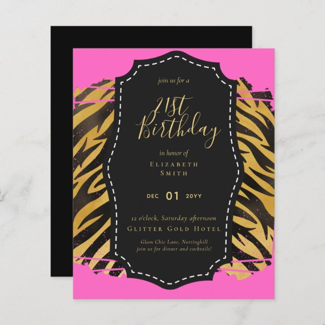 Glam Girly Glitter 21st birthday (or other) Invite (Front/Back)