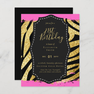 Glam Girly Glitter 21st birthday (or other) Invite