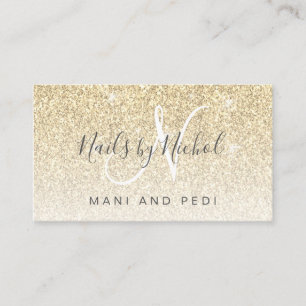 Glam Girly Gold Glitter Mani Pedi Nail Studio Business Card