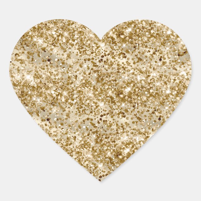 Glam Girly Gold Glitter Sparkle Confetti Heart Sticker (Front)