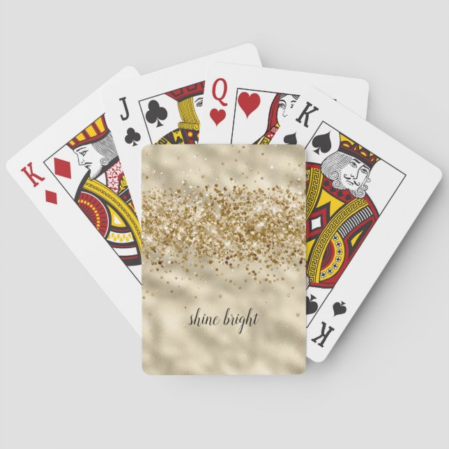 Glam Girly Gold Glitter Sparkle Confetti Playing Cards (Back)