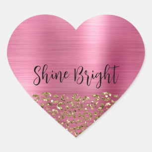 Glam Girly Gold Leopard Heart Sticker