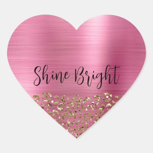 Glam Girly Gold Leopard Heart Sticker (Front)