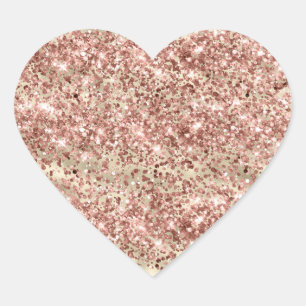Glam Girly Gold Pink Glitter Sparkle Confetti Heart Sticker