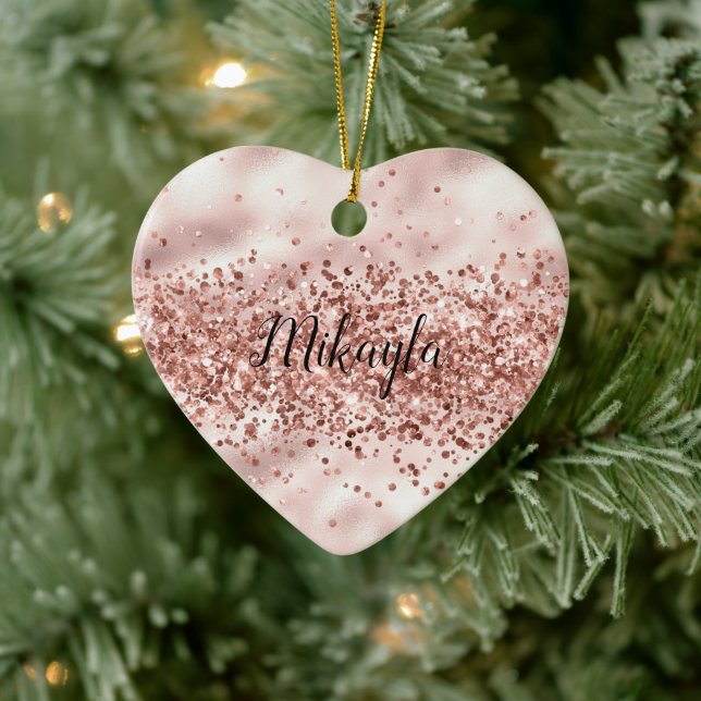 Glam Girly Pink Glitter Glitzy Sparkle Confetti Ceramic Tree Decoration (Tree)