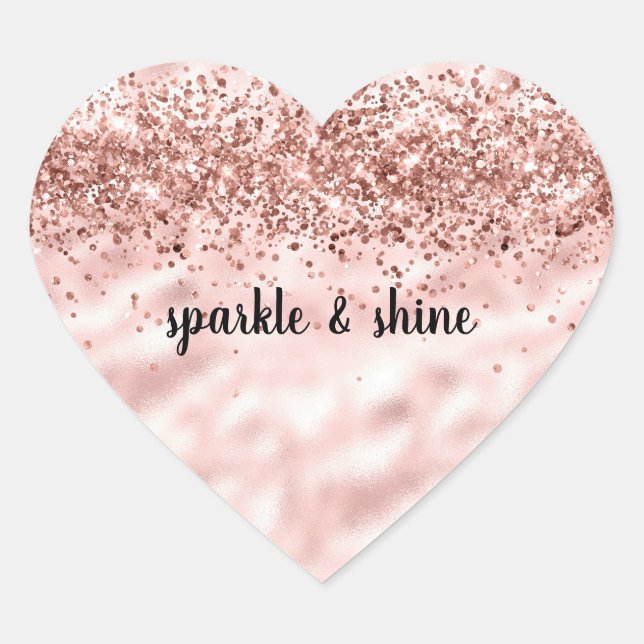 Glam Girly Pink Glitzy Glitter Sparkle Confetti Heart Sticker (Front)