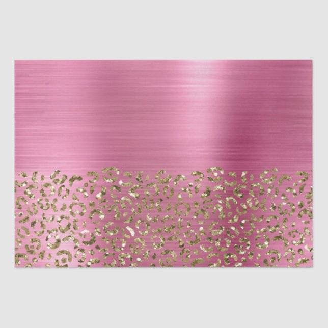 Glam Girly Pink Gold Leopard Tissue Paper (Front)