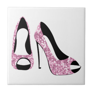Glam Girly Pink High Heels Tile