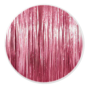 Glam Girly Pink Tinsel Stripes Ceramic Knob