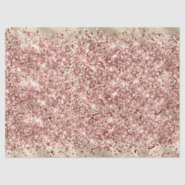 Glam Girly Rose Gold Pink Glitter Sparkle Confetti Tissue Paper (Front)