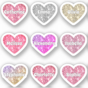 Glam Girly Sparkle Glitter Hearts Names Pack