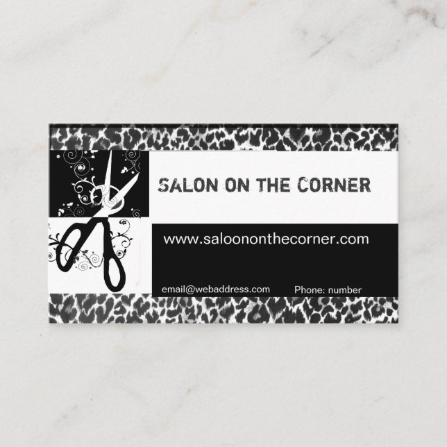 Glam Glamourous  Scissor Wild Leopard Print Appointment Card (Front)