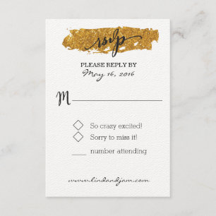 Glam Glitter Black and White Floral RSVP Card