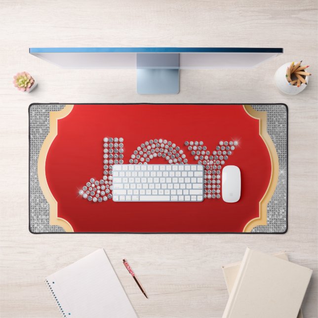Glam Glitter Bling Bling Christmas JOY  Desk Mat (Office 1)