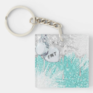 Glam Glitter Blue Sparkle Key Ring