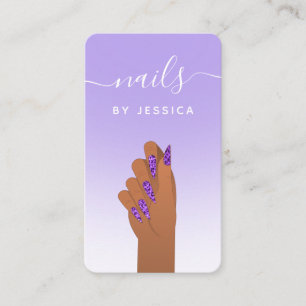 Glam Glitter Cheetah Print Nail Artist QR Code Business Card