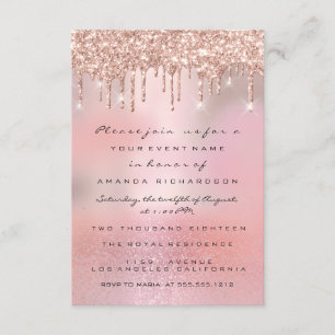 Glam Glitter Drips Rose Gold  Bridal Sweet 16th Invitation