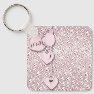 Glam Glitter Girly Pink Key Ring