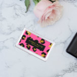 Glam Glitter Gold Fuchsia Black Leopard Animal  Business Card Holder<br><div class="desc">If you are a lady boss, these modern impressive glamourous business card holder are the perfect way to give a memorable first impression to you customer. Modern, girly animalier business card case featuring digital image of leopard print in chic Fuchsia pink , black and glitter gold . Black stripe overlay....</div>
