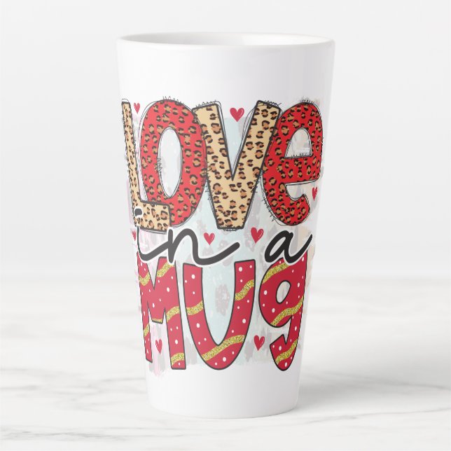 Glam Glitter Gold Red Luxe Love Valentines  Latte Mug (Front)