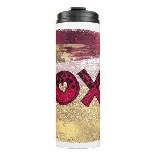 Glam Glitter Gold Red Luxe XOXO Valentines Thermal Tumbler