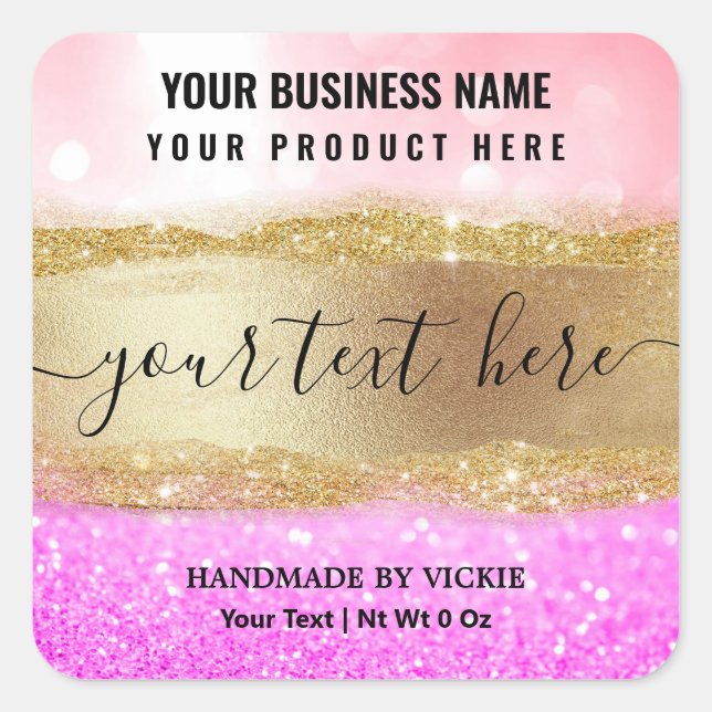Glam Glitter Pink Purple And Gold Product Label (Front)