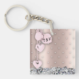 Glam Glitter Pink Sparkle  Key Ring