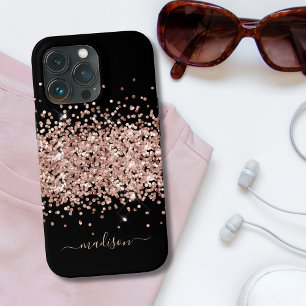 Glam Glitter Rose Gold Pink Monogram Sweet 16 iPhone 13 Pro Case