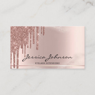 Glam Glitter Rosegold drips Eyelash Lashes Business Card