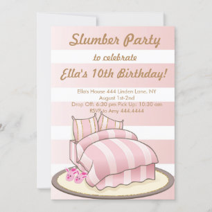 Glam Glitter Slumber Party Birthday Invitations