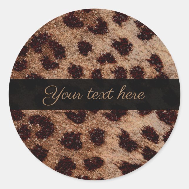 Glam Glitter Sparkle Sparkly Cheetah Leopard Print Classic Round Sticker (Front)