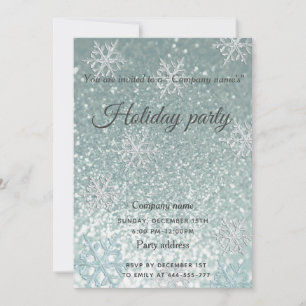 Glam glittery snowflake company holiday party invi invitation