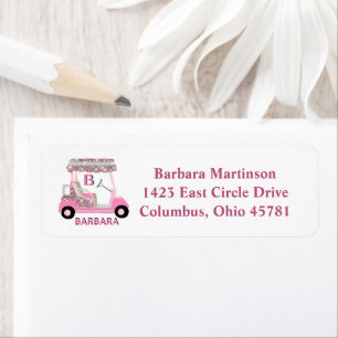 Glam Glitz Monogram Name Rose Gold Golf Cart