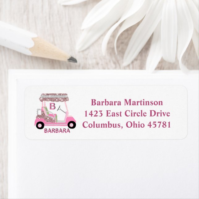 Glam Glitz Monogram Name Rose Gold Golf Cart  (Insitu)