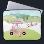 Glam Glitz Monogram Name Rose Gold Golf Cart  Laptop Sleeve<br><div class="desc">Golf Gal - Fun Glitz Glam Rose Gold Diamond Cart-- just a bit "over the top" but ready to run the course -- laptop sleeve --This is a great gift for golf lovers -- fun / distinctive / unique. And with a unique and custom monogram and first name for the...</div>