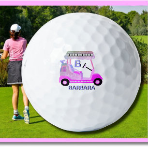 Glam Glitz Monogram Pink Purple Diamond Cart   Golf Balls