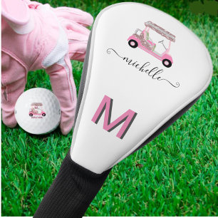 Glam Glitz Monogram Rose Gold Diamond Cart Golf Head Cover