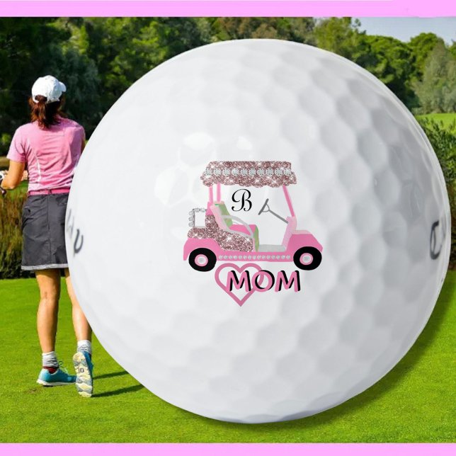 Glam Glitz Monogram Rose Gold Mum  Golf Balls (Creator Uploaded)