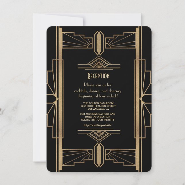 Glam Gold 1920's Great Gatsby 1920s Reception Invi Invitation (Front)